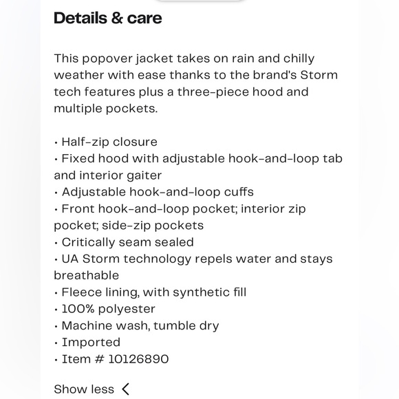 Under Armour Mahlon Waterproof Hooded Pullover jacket Black Grey Boys M L Ski - Picture 11 of 14